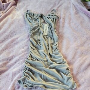 Capella Woman's Stylish Gray Spaghetti Strap Ruched Dress, Size: S, NWT